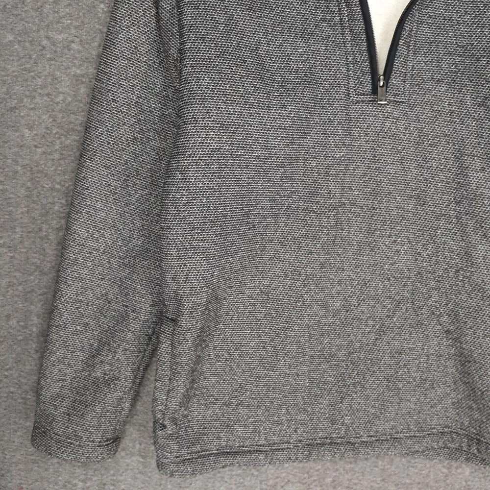Orvis 1/4 Zip Pullover sweater Adult L‎ black gray Sherpa Lined mens casual